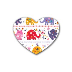 African Elephant Cute Cartoon Seamless Shading Cartoon Character Rubber Coaster (heart) by Bedest