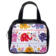 African Elephant Cute Cartoon Seamless Shading Cartoon Character Classic Handbag (one Side) by Bedest