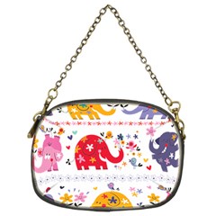 African Elephant Cute Cartoon Seamless Shading Cartoon Character Chain Purse (two Sides) by Bedest