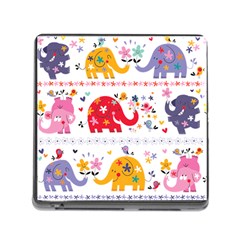 African Elephant Cute Cartoon Seamless Shading Cartoon Character Memory Card Reader (square 5 Slot) by Bedest