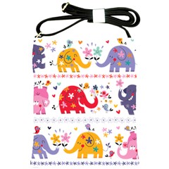 African Elephant Cute Cartoon Seamless Shading Cartoon Character Shoulder Sling Bag by Bedest