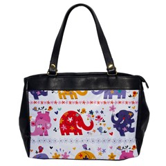 African Elephant Cute Cartoon Seamless Shading Cartoon Character Oversize Office Handbag by Bedest