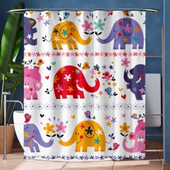 African Elephant Cute Cartoon Seamless Shading Cartoon Character Shower Curtain 60  X 72  (medium)  by Bedest