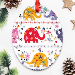 African Elephant Cute Cartoon Seamless Shading Cartoon Character Ornament (oval Filigree)