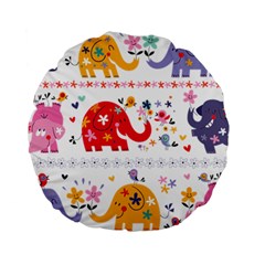 African Elephant Cute Cartoon Seamless Shading Cartoon Character Standard 15  Premium Round Cushions by Bedest