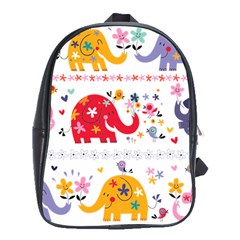 African Elephant Cute Cartoon Seamless Shading Cartoon Character School Bag (xl) by Bedest