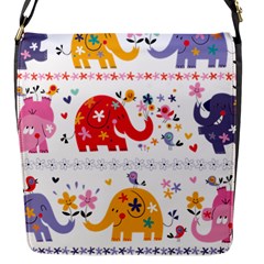 African Elephant Cute Cartoon Seamless Shading Cartoon Character Flap Closure Messenger Bag (s) by Bedest