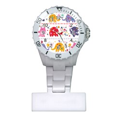 African Elephant Cute Cartoon Seamless Shading Cartoon Character Plastic Nurses Watch by Bedest