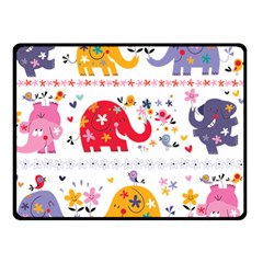 African Elephant Cute Cartoon Seamless Shading Cartoon Character Two Sides Fleece Blanket (small) by Bedest