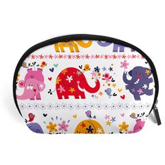 African Elephant Cute Cartoon Seamless Shading Cartoon Character Accessory Pouch (large) by Bedest