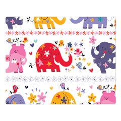 African Elephant Cute Cartoon Seamless Shading Cartoon Character Two Sides Premium Plush Fleece Blanket (large) by Bedest