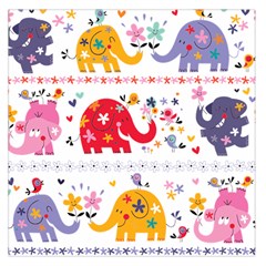 African Elephant Cute Cartoon Seamless Shading Cartoon Character Square Satin Scarf (36  X 36 )