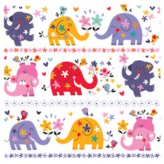 African Elephant Cute Cartoon Seamless Shading Cartoon Character Wooden Puzzle Square by Bedest