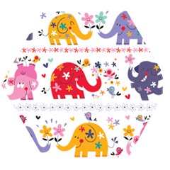 African Elephant Cute Cartoon Seamless Shading Cartoon Character Wooden Puzzle Hexagon by Bedest