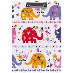 African Elephant Cute Cartoon Seamless Shading Cartoon Character A4 Acrylic Clipboard by Bedest