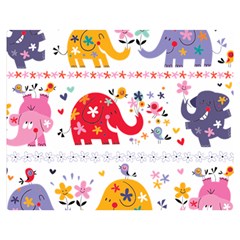 African Elephant Cute Cartoon Seamless Shading Cartoon Character Premium Plush Fleece Blanket (medium) by Bedest