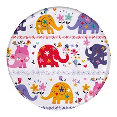 African Elephant Cute Cartoon Seamless Shading Cartoon Character Round Glass Fridge Magnet (4 Pack) by Bedest