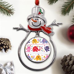 African Elephant Cute Cartoon Seamless Shading Cartoon Character Metal Snowman Ornament by Bedest