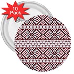 Ukrainian Folk Seamless Pattern Ornament 3  Buttons (10 pack)  Front