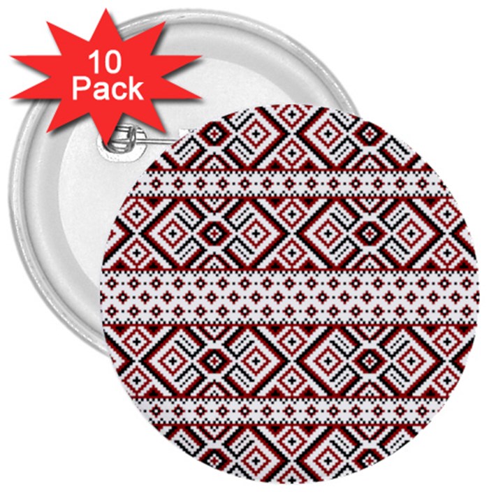 Ukrainian Folk Seamless Pattern Ornament 3  Buttons (10 pack) 