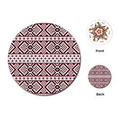 Ukrainian Folk Seamless Pattern Ornament Playing Cards Single Design (round)