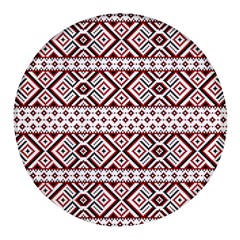 Ukrainian Folk Seamless Pattern Ornament Round Glass Fridge Magnet (4 Pack) by Bedest