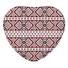 Ukrainian Folk Seamless Pattern Ornament Heart Glass Fridge Magnet (4 Pack) by Bedest