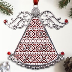 Ukrainian Folk Seamless Pattern Ornament Metal Angel With Crystal Ornament