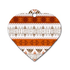 Ethnic Traditional Seamless Pattern Dog Tag Heart (One Side)