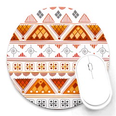 Bright Aztec Ethnic Seamless Pattern Round Mousepad by Bedest