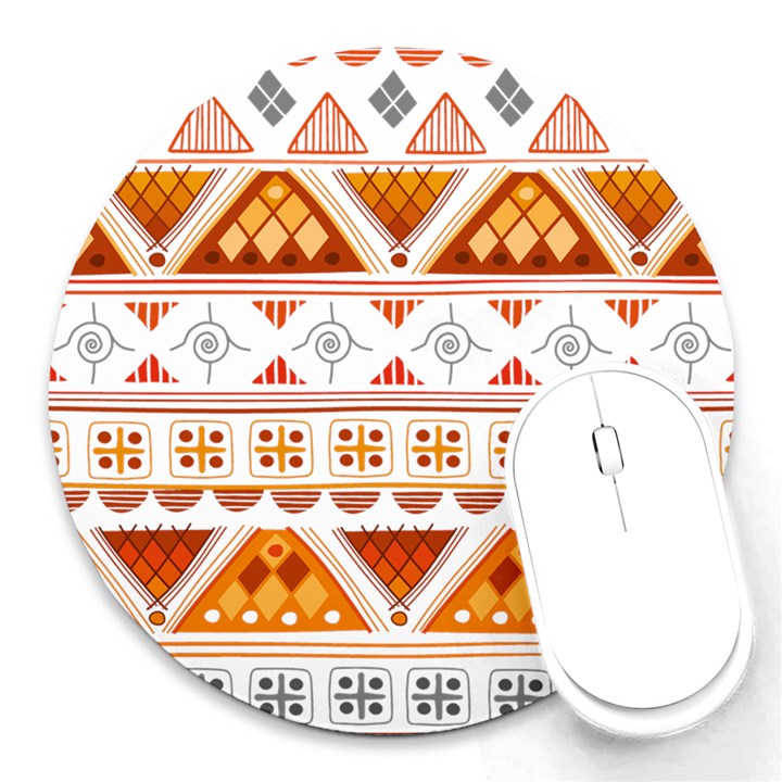 Bright Aztec Ethnic Seamless Pattern Round Mousepad