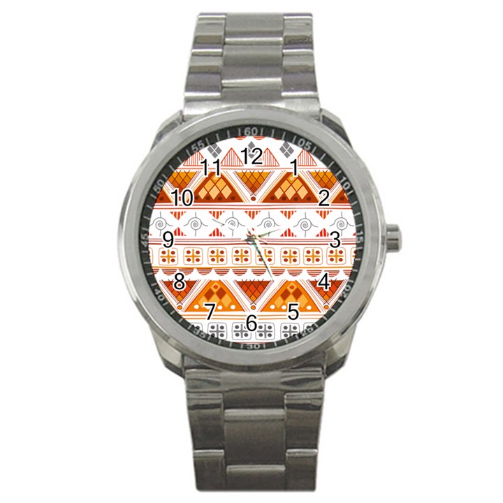 Bright Aztec Ethnic Seamless Pattern Sport Metal Watch