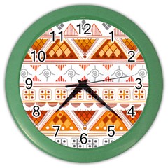 Bright Aztec Ethnic Seamless Pattern Color Wall Clock by Bedest