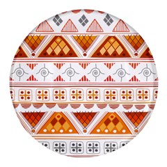 Bright Aztec Ethnic Seamless Pattern Round Glass Fridge Magnet (4 Pack) by Bedest