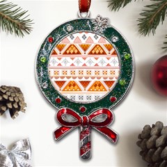 Bright Aztec Ethnic Seamless Pattern Metal X mas Lollipop With Crystal Ornament by Bedest