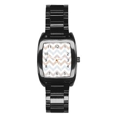 Colored Zigzag Seamless Patterns Stainless Steel Barrel Watch