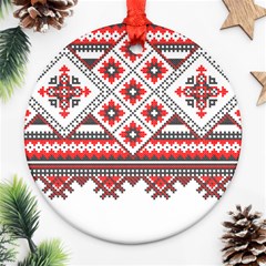 Retro Knitting Patterns Seamless Round Ornament (two Sides)