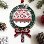 Retro Knitting Patterns Seamless Metal X Mas Lollipop with Crystal Ornament Front