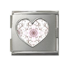 Floral Flora Flower Seamless Pattern Mega Link Heart Italian Charm (18mm)