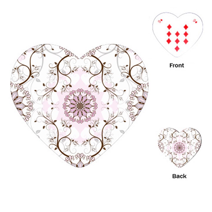 Floral Flora Flower Seamless Pattern Playing Cards Single Design (Heart)