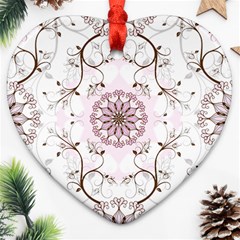 Floral Flora Flower Seamless Pattern Heart Ornament (two Sides)