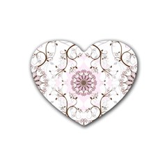 Floral Flora Flower Seamless Pattern Rubber Coaster (Heart)