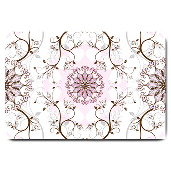 Floral Flora Flower Seamless Pattern Large Doormat