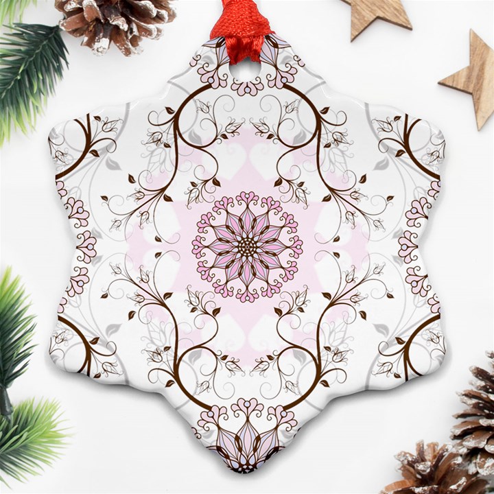 Floral Flora Flower Seamless Pattern Snowflake Ornament (Two Sides)