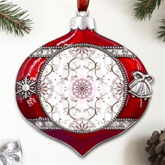 Floral Flora Flower Seamless Pattern Metal Snowflake And Bell Red Ornament by Bedest