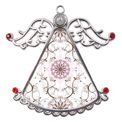 Floral Flora Flower Seamless Pattern Metal Angel With Crystal Ornament