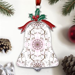 Floral Flora Flower Seamless Pattern Metal Holly Leaf Bell Ornament