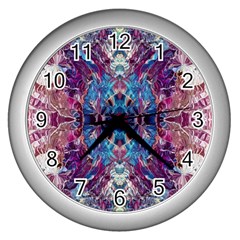 Abstract Symmetry Wall Clock (silver) by kaleidomarblingart