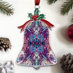 Abstract Symmetry Metal Holly Leaf Bell Ornament by kaleidomarblingart