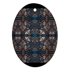 Ornate Baroque Floral Pattern Print Oval Ornament (two Sides) by dflcprintsclothing